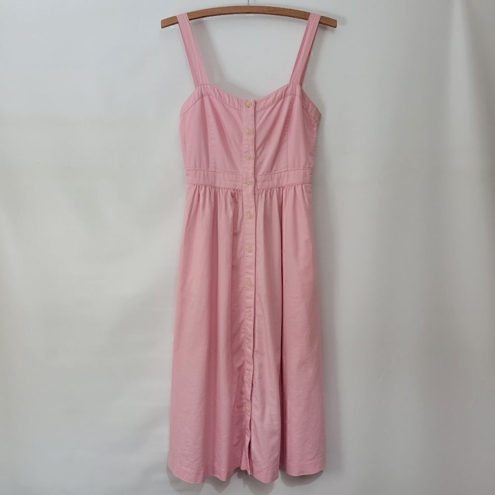 Madewell Pink Button-down Sweetheart Tie Back Dress